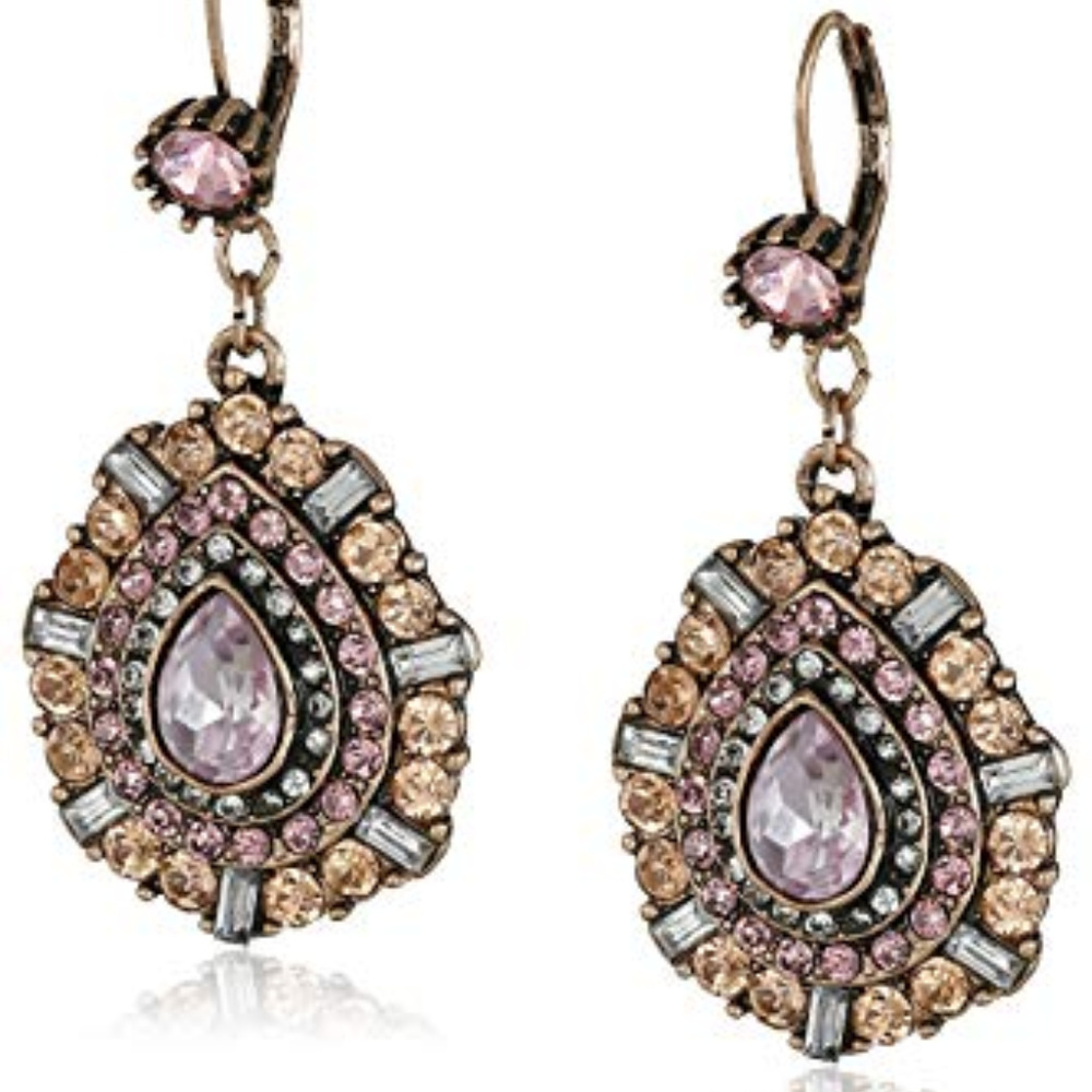 Betsey Johnson Mixed Pink Faceted Bead Teardrop